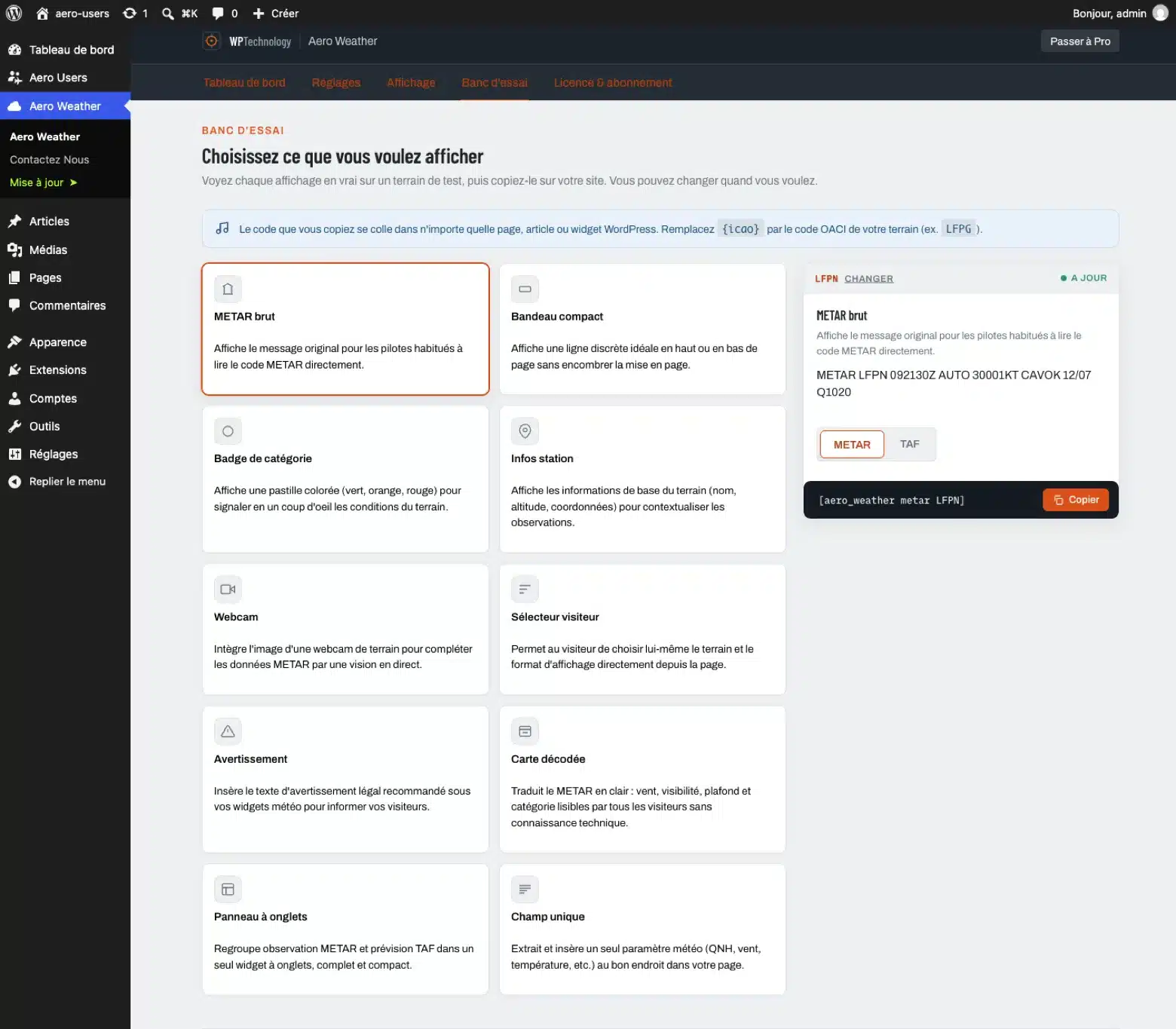 Banc d’essai : chaque affichage montré en vrai, avec le code à copier