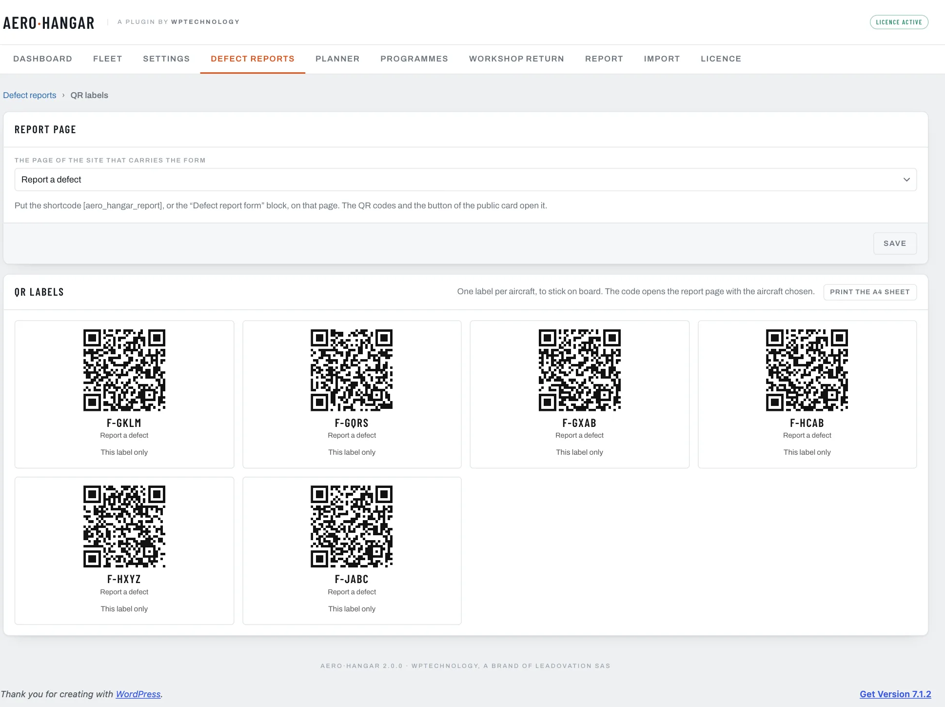 The QR labels of the fleet, ready to print
