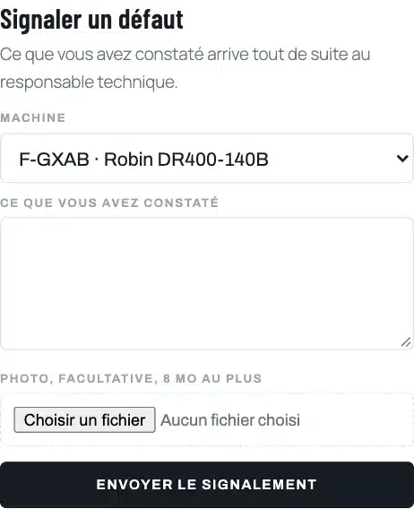 Le formulaire de signalement sur un téléphone